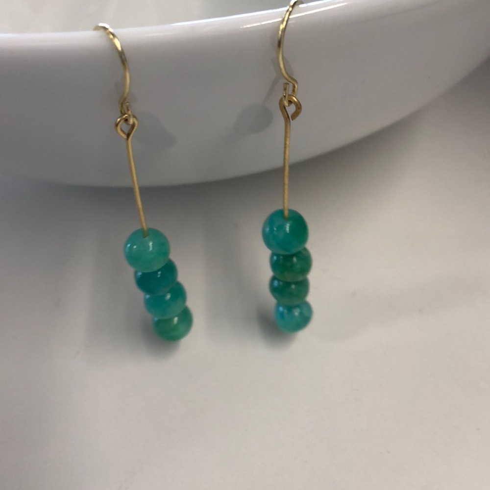 Handmade semi-precious stone aqua earrings